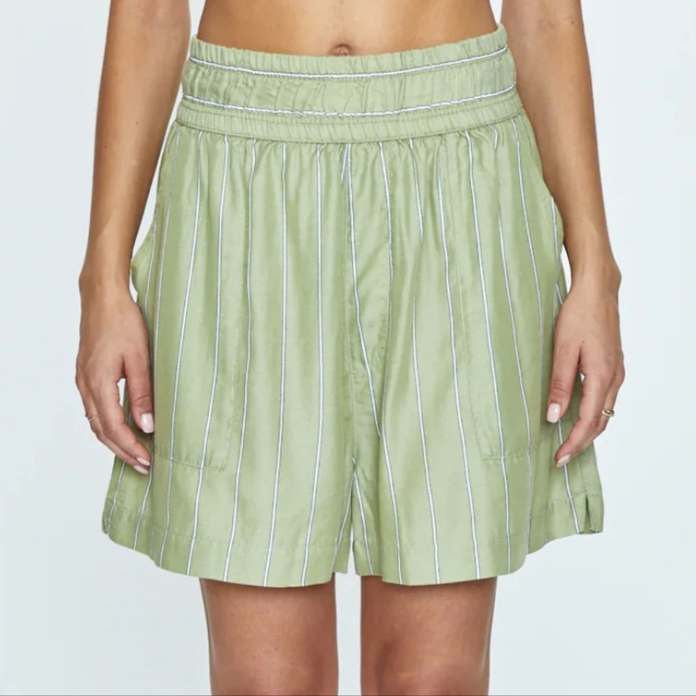 Pistola Shorts Annie Pull-On High Rise Sage Stripe NWT Size SMALL